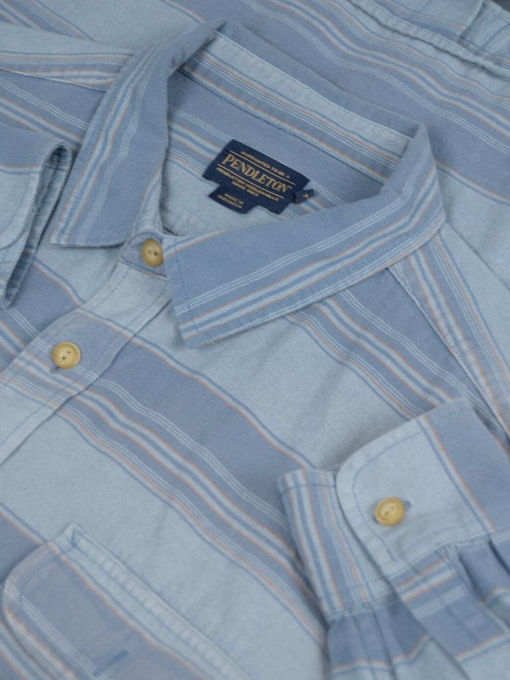 Pendleton Beach Shack 100% Cotton LS Button Up Shirt -- Blue Stripe -- XXL